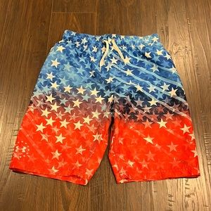 Under Armor boys drawstring American pattern star USA print swim trunks- youth L